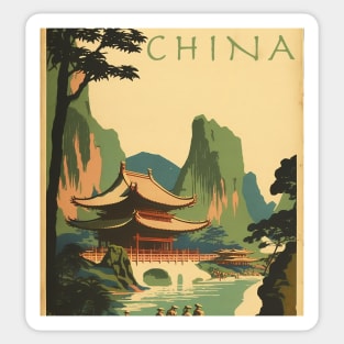 China Mountainscape Vintage Travel Art Poster Sticker